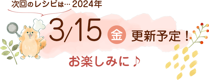 わんごはん次回の更新は2024年3/15(金)です！お楽しみに♪
