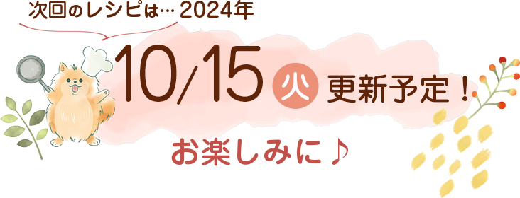 わんごはん次回の更新は2024年10/15(火)です！お楽しみに♪