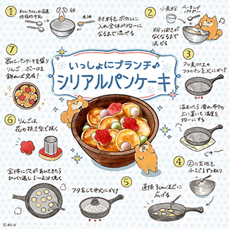 いっしょにブランチ♪シリアルパンケーキ イラスト