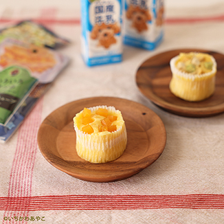 レンジで4分、さつまいもとチーズの蒸しケーキ 