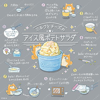 ミルクとチーズのアイス風ポテトサラダ イラスト