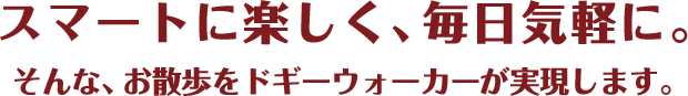 スマートに楽しく、毎日気軽に。そんな、お散歩をドギーウォーカーが実現します。