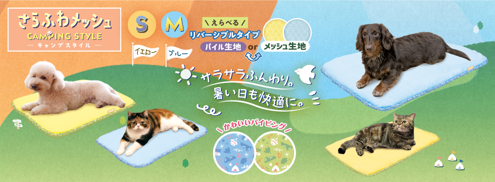 さらふわメッシュ　Ｓ・M　キャンプスタイル　ブルー/イエロー