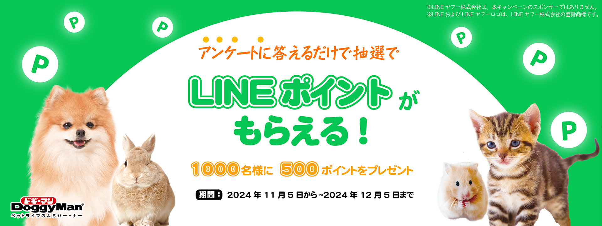 アンケートに答えて抽選でLINEポイントがもらえるキャンペーン